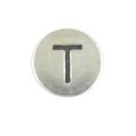 Round metal letter bead T