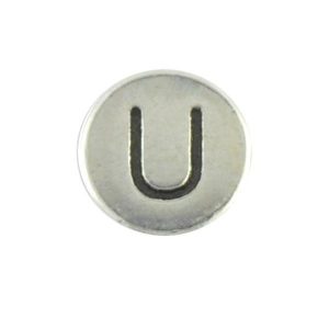 Round metal letter bead U