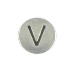 round metal letter bead V