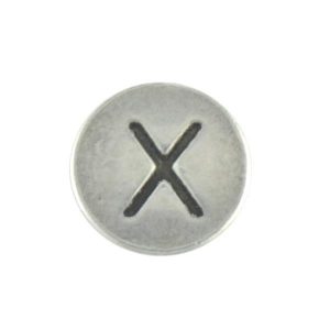 round metal letter bead X