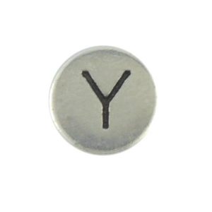 Round metal letter bead 'Y'