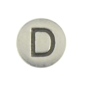 Round metal letter bead D