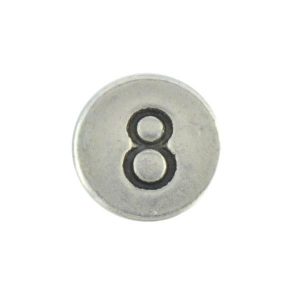 Round metal number bead 8