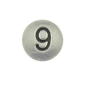 Round metal number bead 9