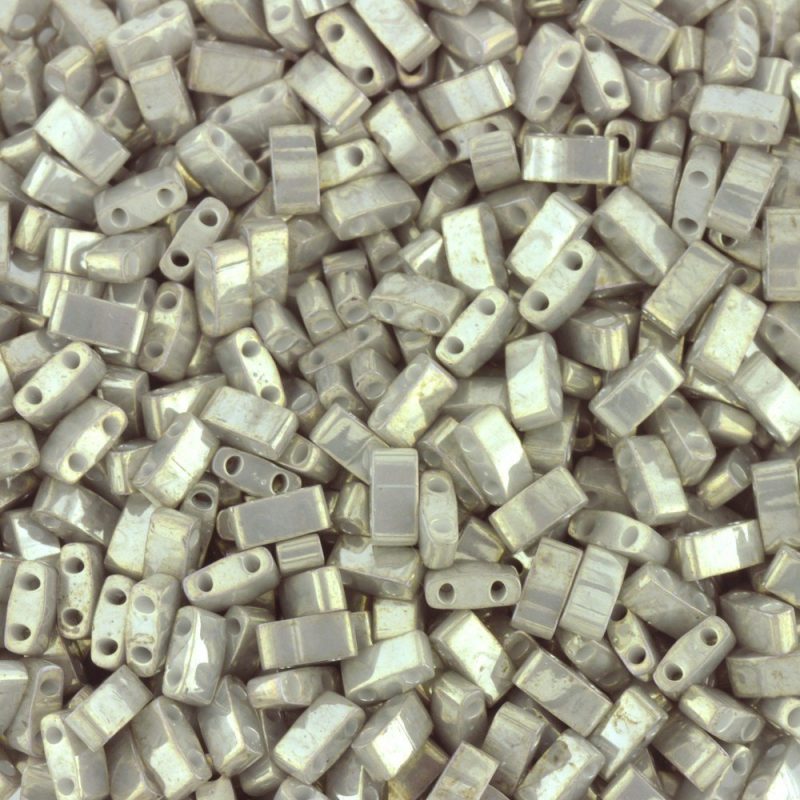 TLH1865 Smokey Grey Lustre Miyuki Half Tila Beads - Image 3