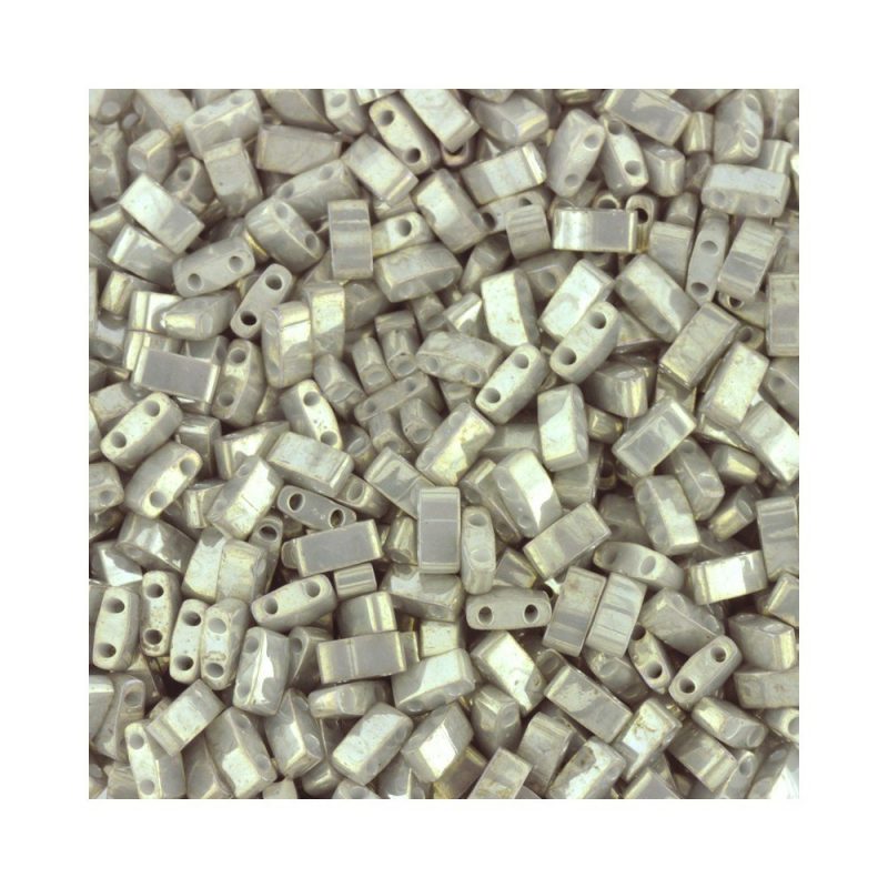 TLH1865 Smokey Grey Lustre Miyuki Half Tila Beads