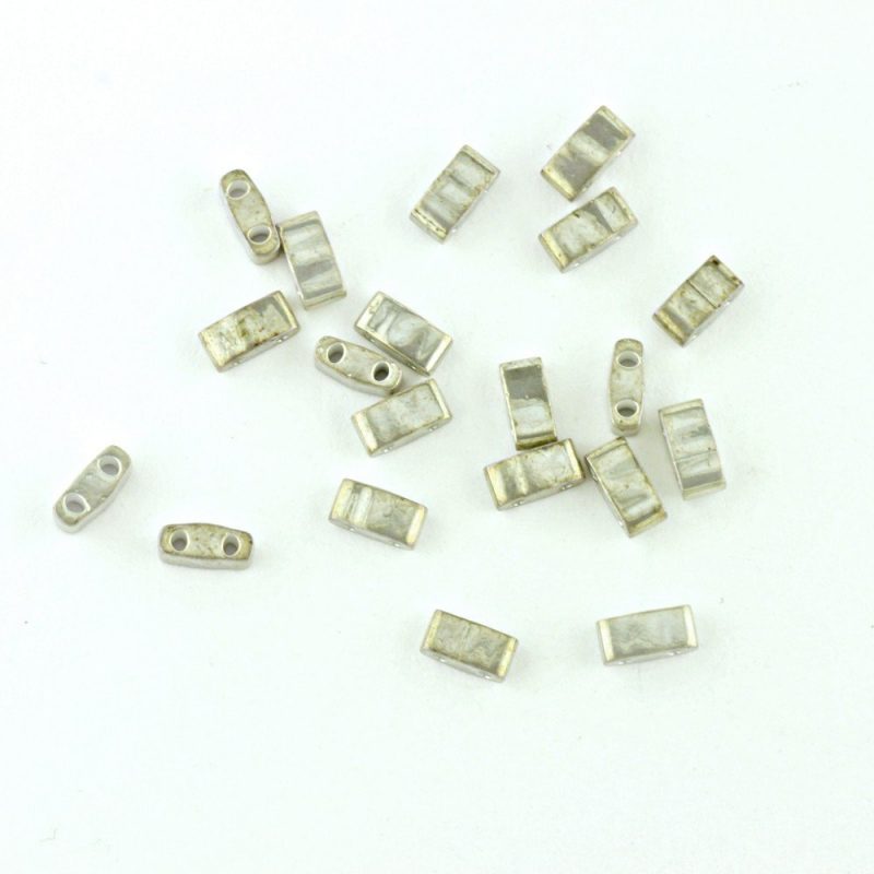 TLH1865 Smokey Grey Lustre Miyuki Half Tila Beads - Image 2