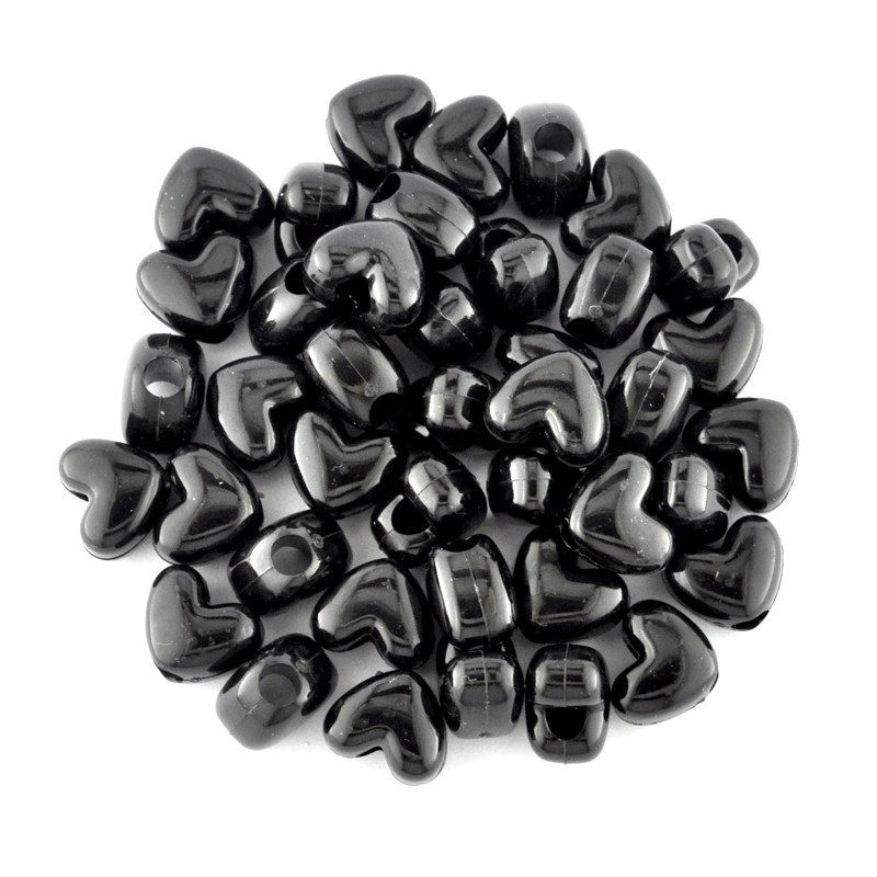 Opaque Heart Bead Black