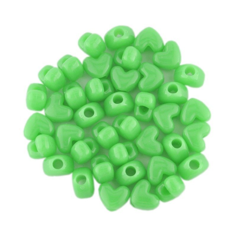 Opaque Heart Bead Neon Green