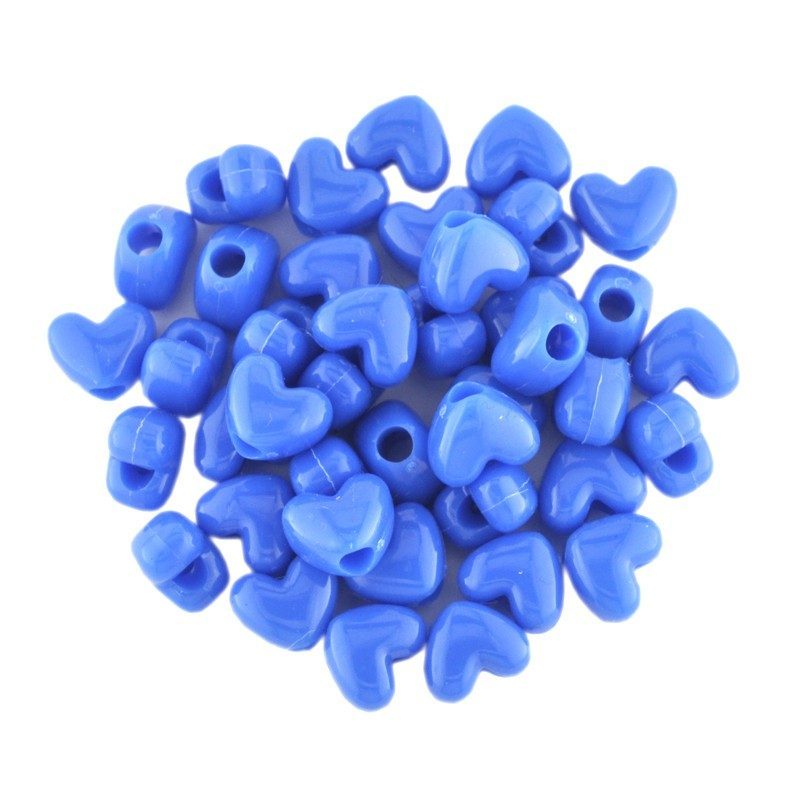 Opaque Heart Bead Neon Blue