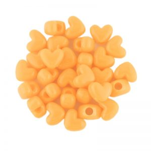 Opaque Neon Orange Plastic Heart Bead