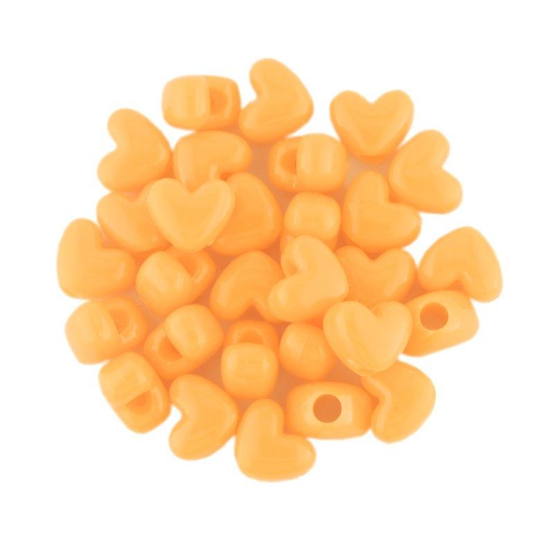 Opaque Neon Orange Plastic Heart Bead