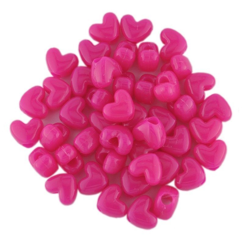 Opaque Neon Pink Plastic Heart Bead