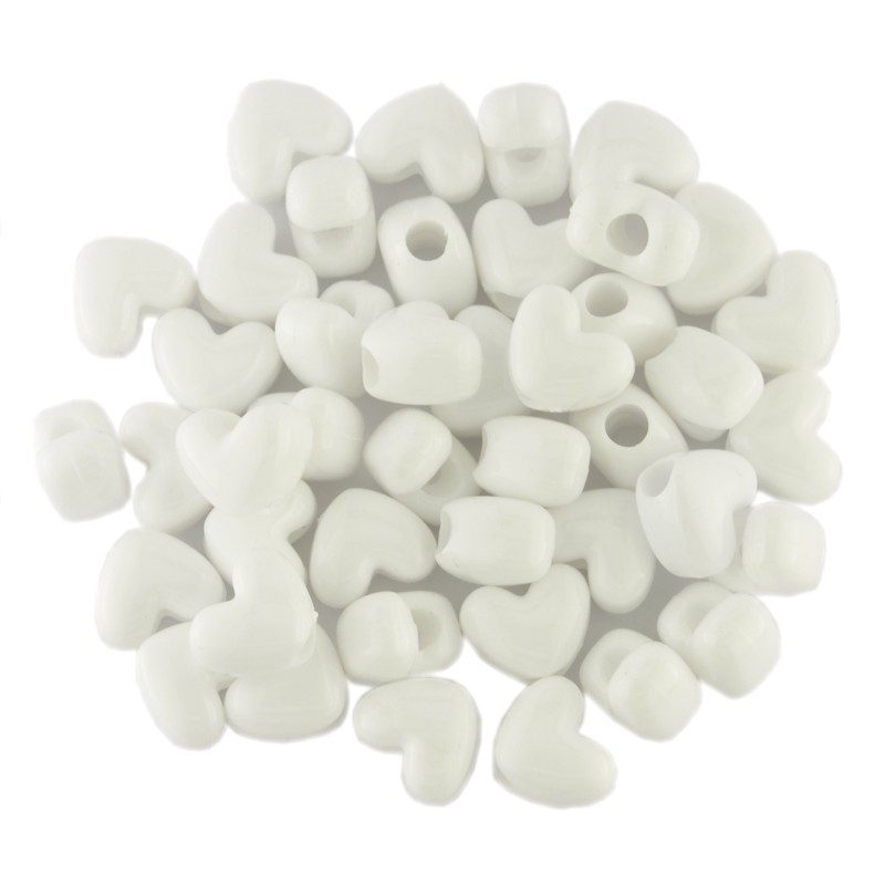 Opaque Heart Bead White