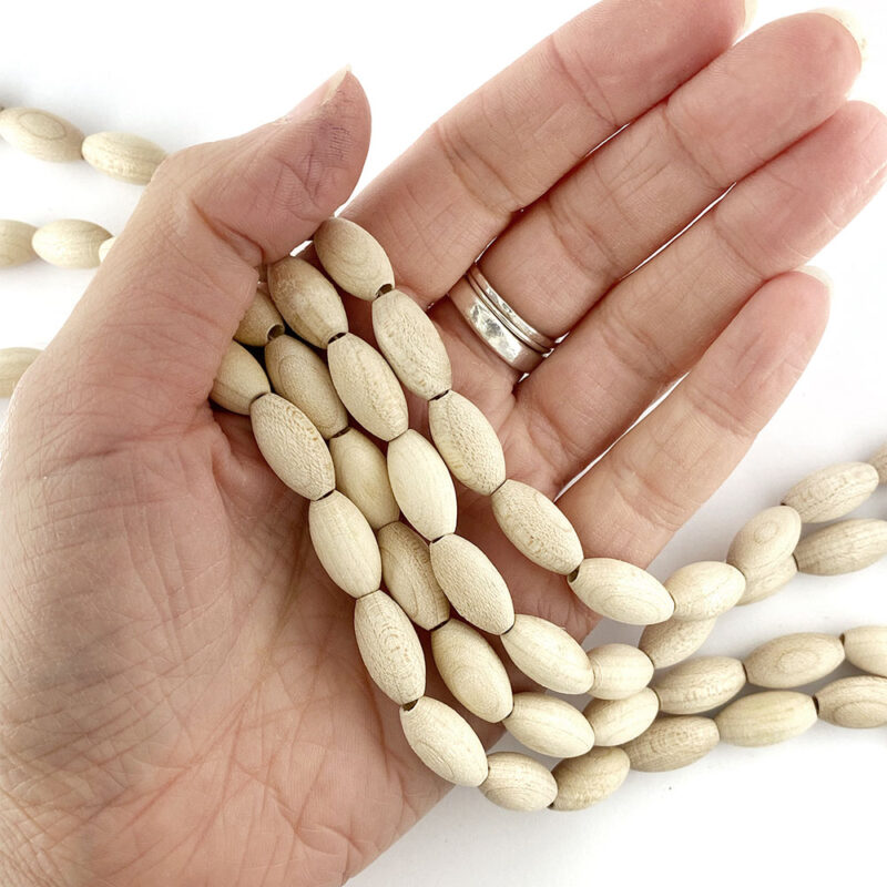 Oval Wooden Beads Natural