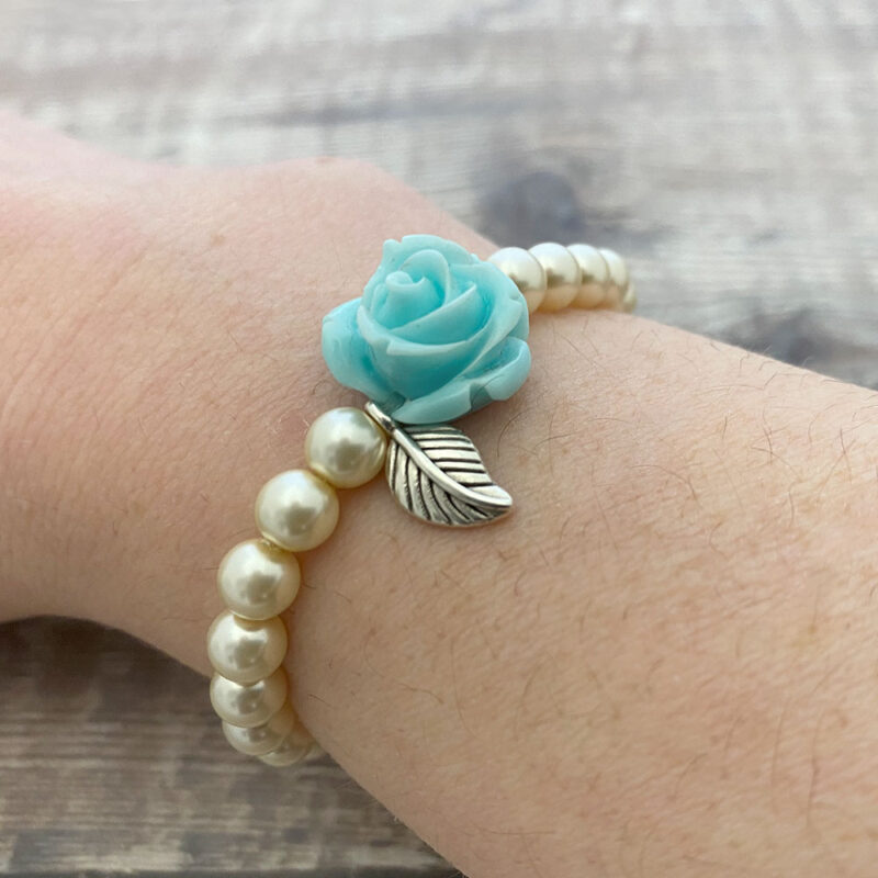 Pearl Rose Bracelet Kit on wrist