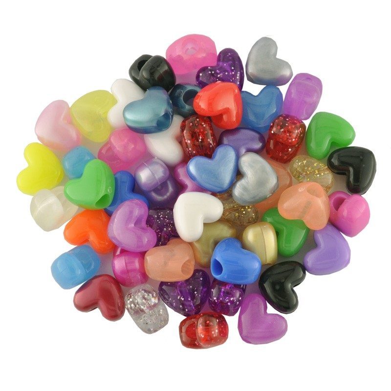 Plastic Bead Heart Mix