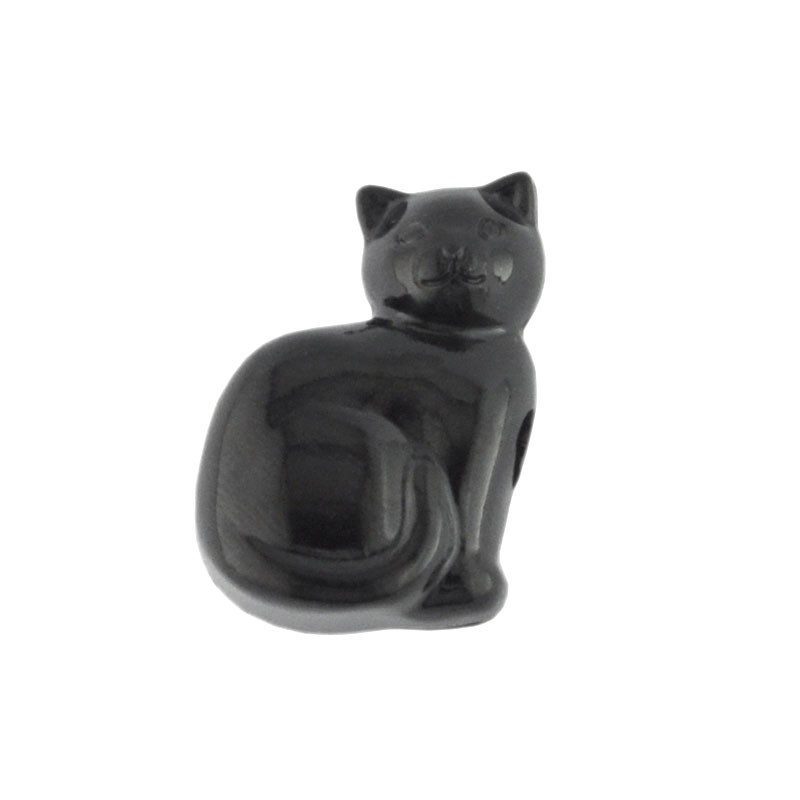 Plastic Opaque Cat Bead Black