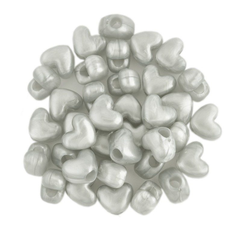 Pearl Heart Bead Silver Grey
