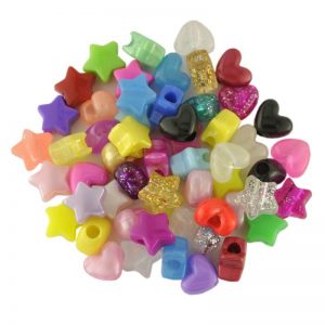 Plastic Bead Heart and Star Mix