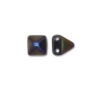 6mm Czech Glass Pyramid 2 Hole Beads Jet Azuro* - 1