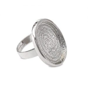 Ring Blank Oval Rhodium Plated