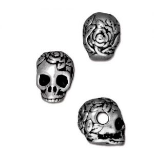 Tierracast skull bead antique silver