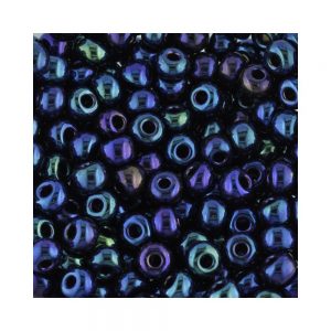 Preciosa Size 3 iridescent blue glass seed beads. 3/0