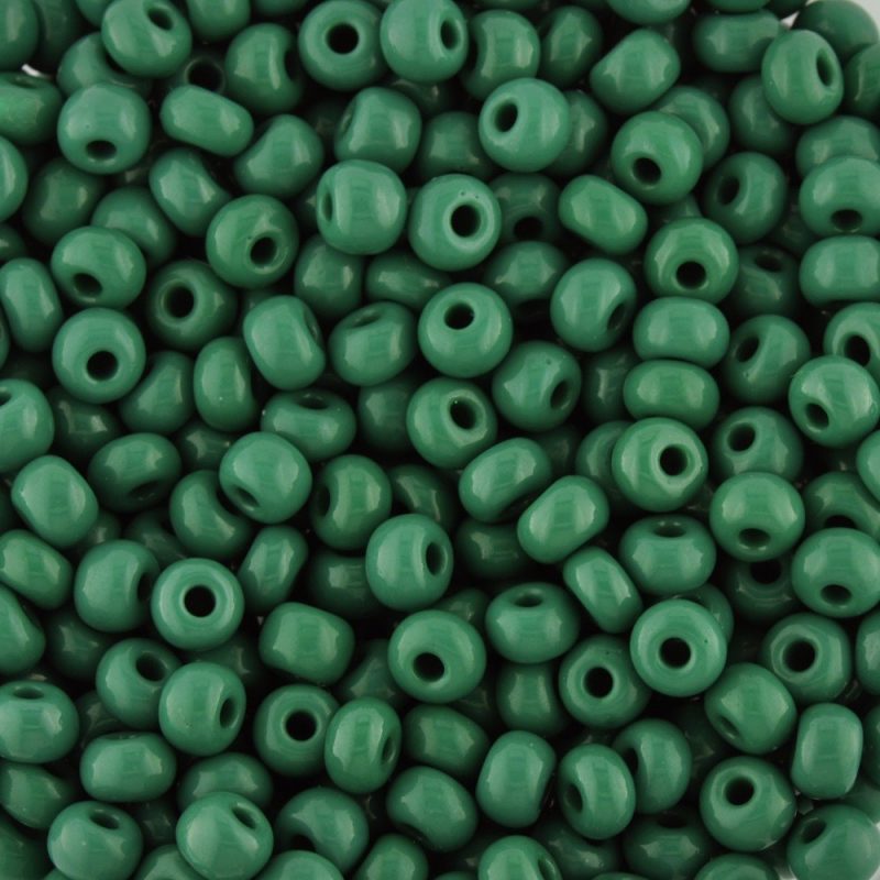 Size 5 Opaque Green Seed Beads - Image 2