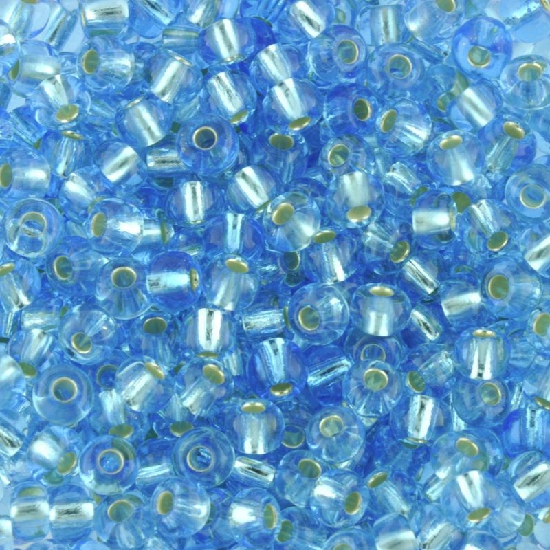 Silver Lined Turquoise Czech Glass size 5 Preciosa Seed Beads