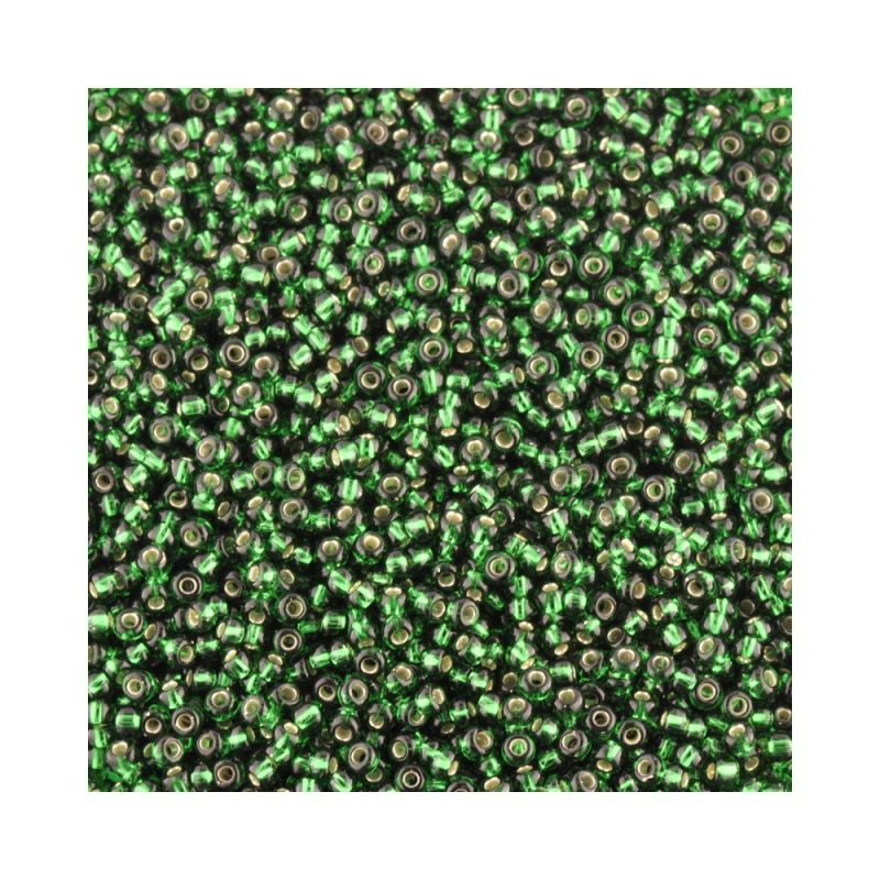 Size 11 Silver Lined Green Preciosa Seed Beads