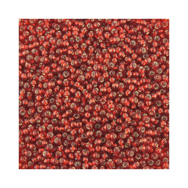 size 11/0 silver lined red czech glass seed beads