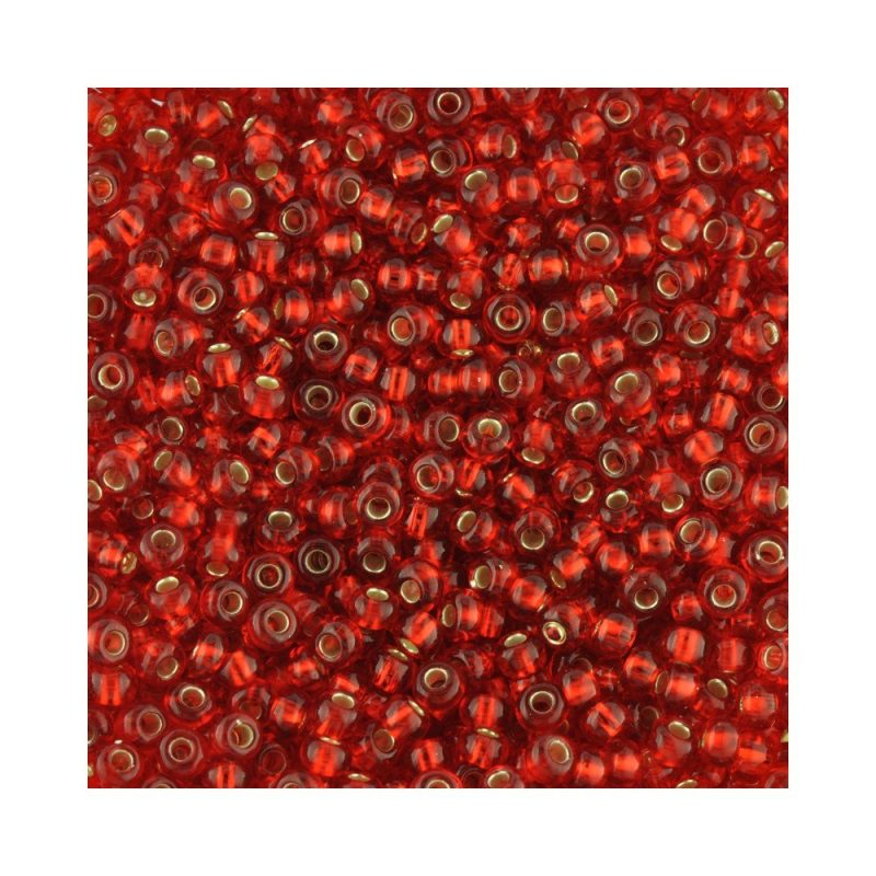 Size 8 Silver Lined Red Preciosa Seed Beads