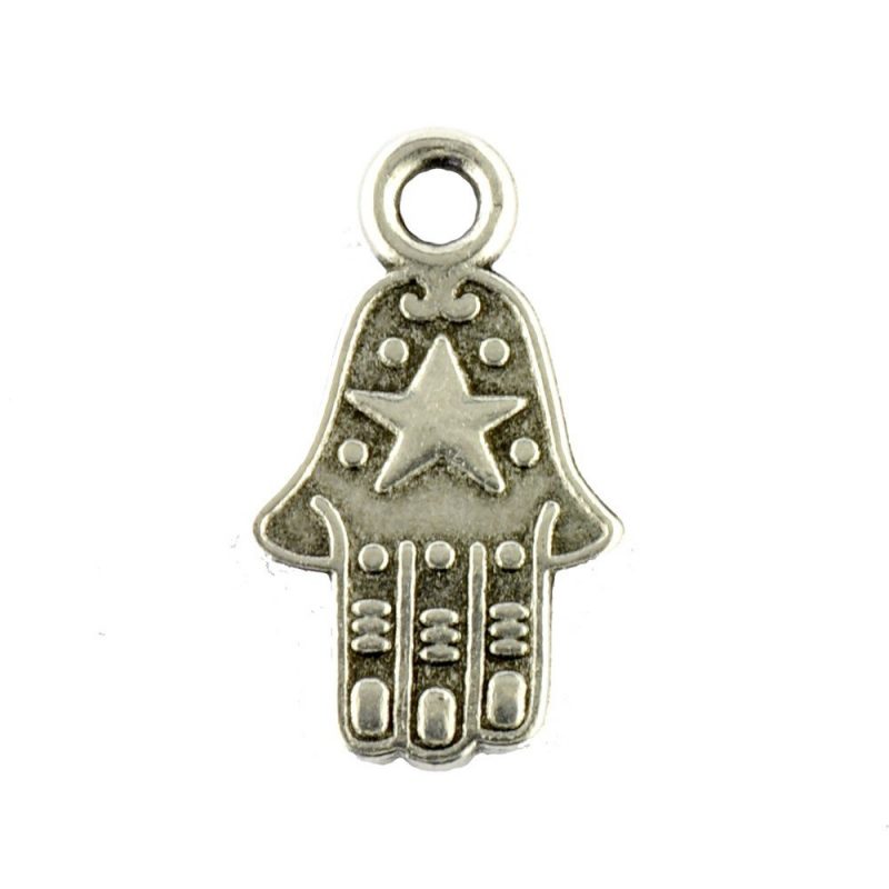 small hamsa hand metal pendant