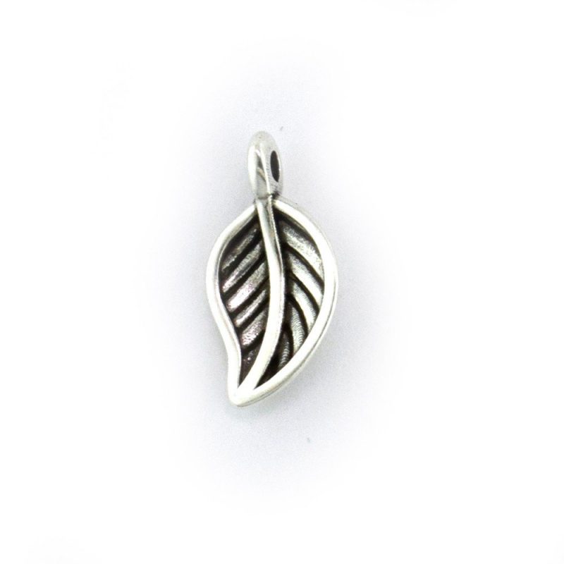 Small Metal Leaf Charm Antique Silver - Image 2