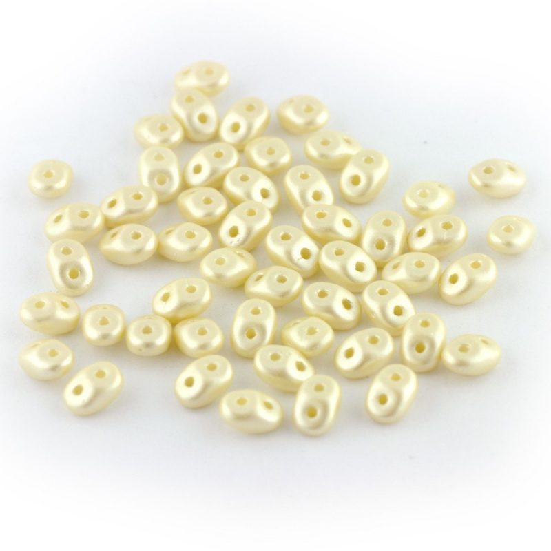 Preciosa Superduo glass beads in a pastel cream