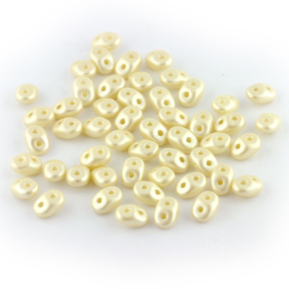 Preciosa Superduo glass beads in a pastel cream