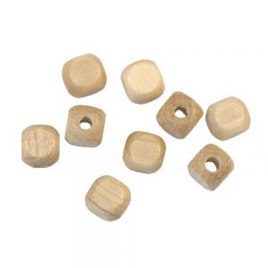 Natural coloured wooden cube bead