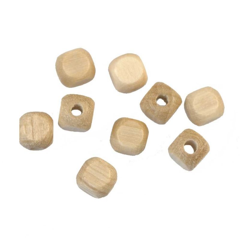 Natural coloured wooden cube bead