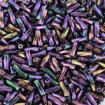 7mm Twisted Bugle Beads Iridescent Purple