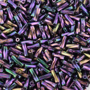 7mm Twisted Bugle Beads Iridescent Purple