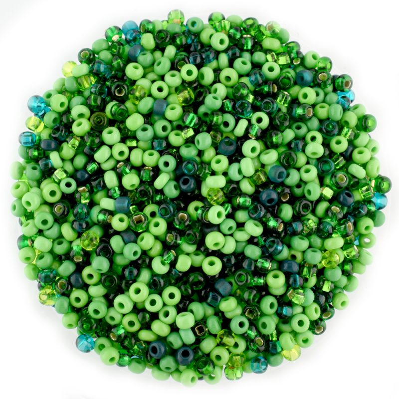 Size 8 Preciosa Mixed Green Seed Beads