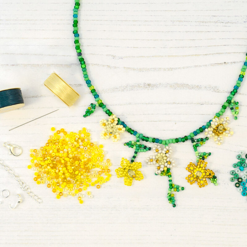 yellow trailing flowers necklace kit