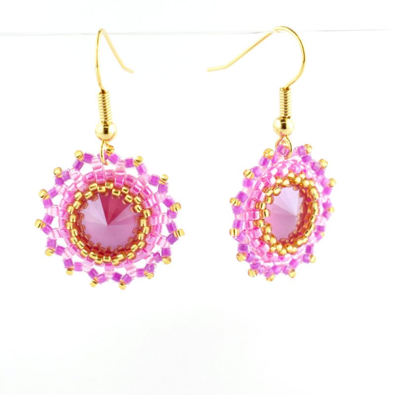 Pink Rivoli Bezel Earrings