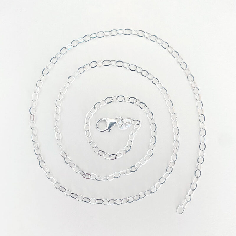 Sterling sliver hammered oval link necklace