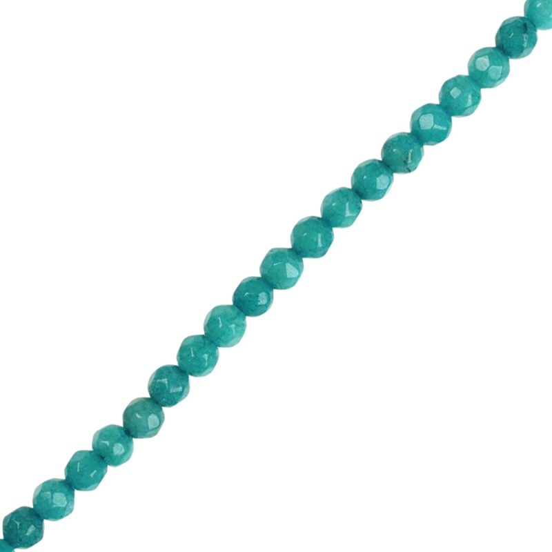 4mm Faceted teal Dyed Jade Beads