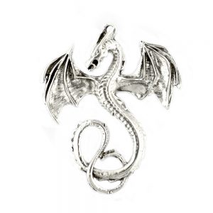 Large Dragon Charm Antique Silver