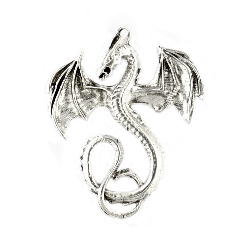 Large Dragon Charm Antique Silver