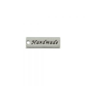 Handmade tag charm antique silver