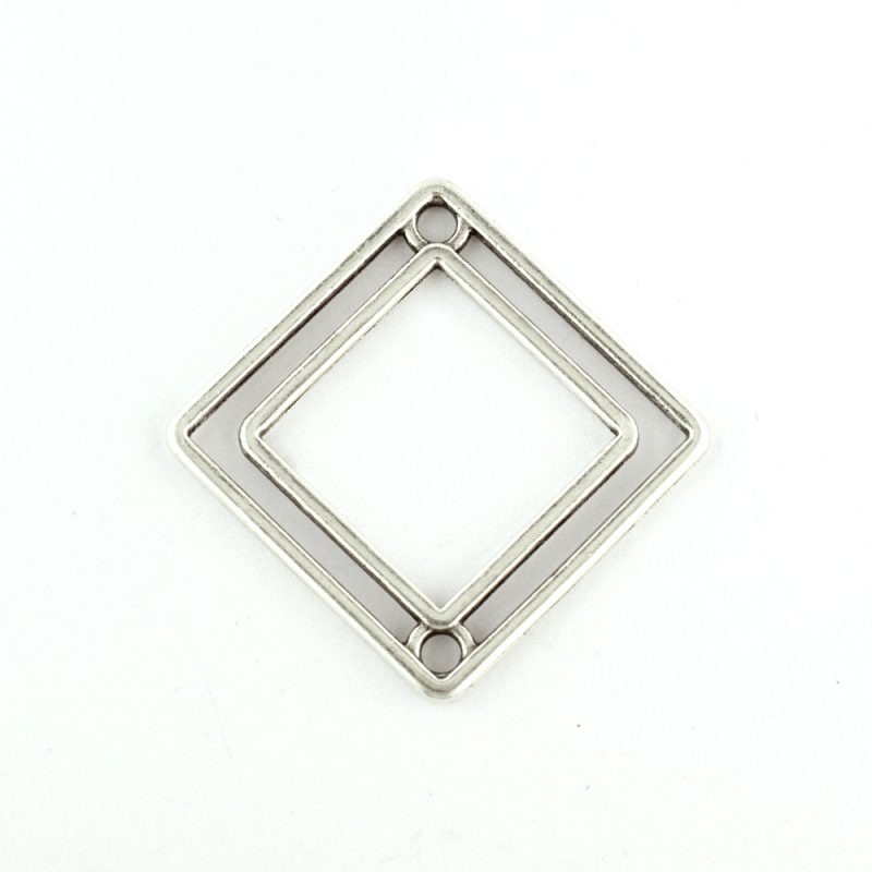 Rhombus connector antique silver